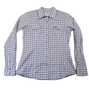 Cinch Pearl Snap Western Shirt S Blue All Over Print Button Up Rodeo Country